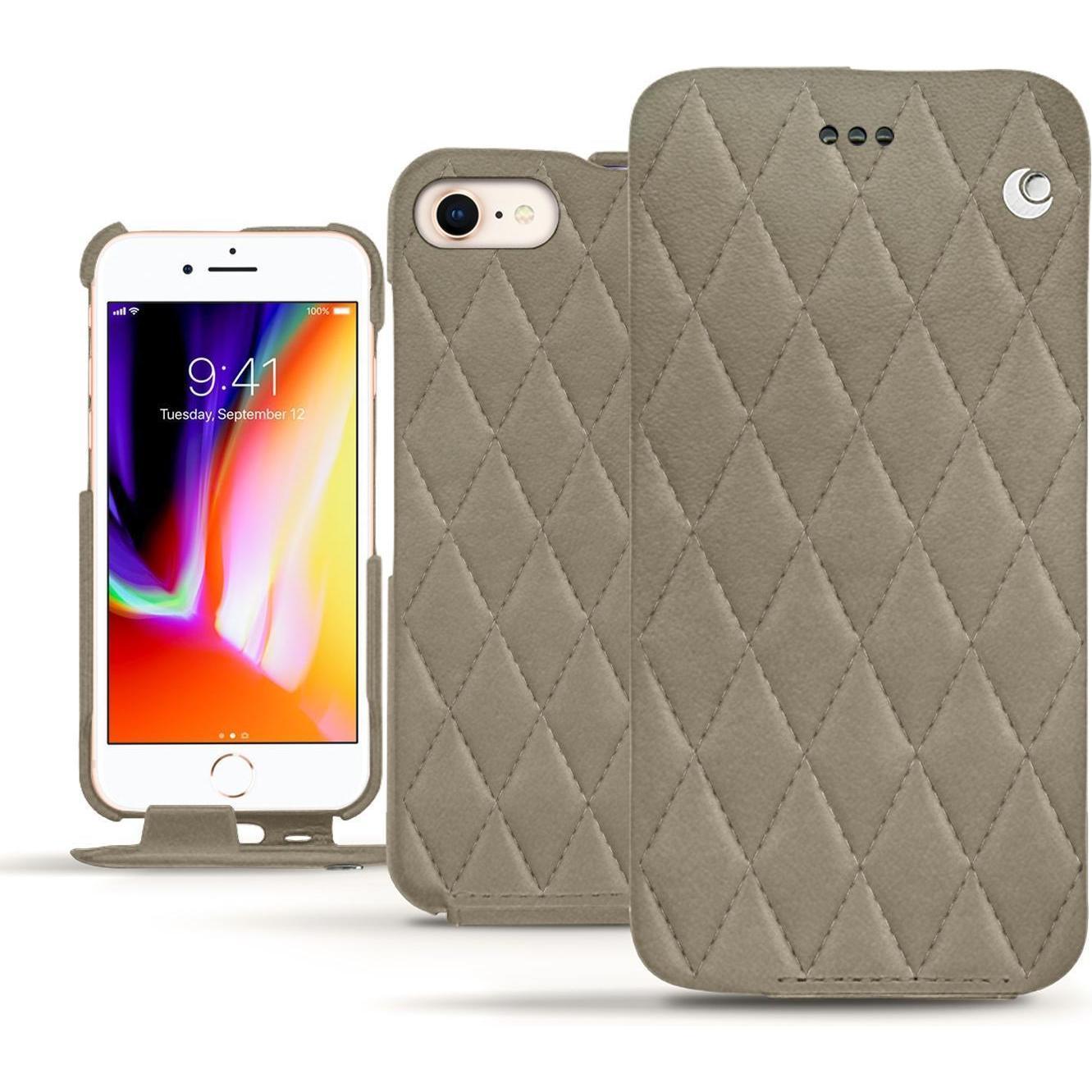 Noreve Lederschutzhülle vertikal (Apple iPhone 8), Smartphone Hülle, Beige