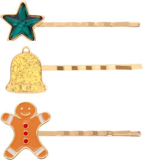 Immagine prodotto Snazzy Santa Haarnadeln Stern, Glocke und Lebkuchenmann von (3 pz.)