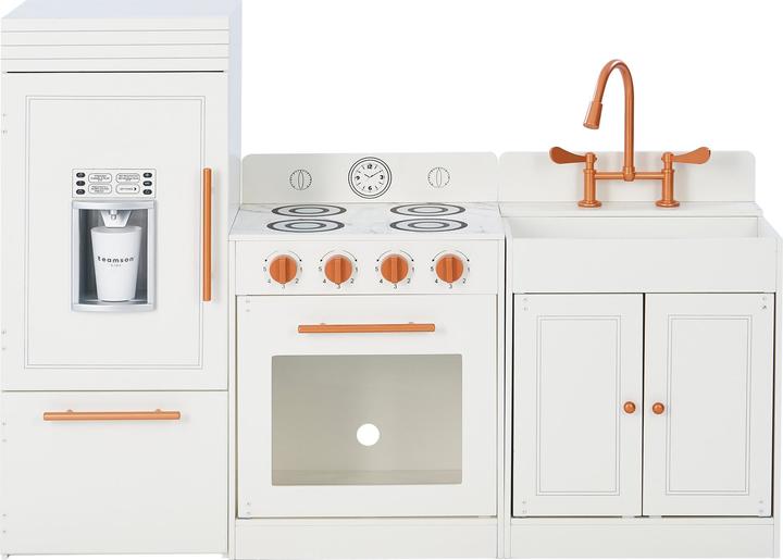 Image du produit Teamson Kids Paris Deluxe Kinderkche aus Holz Stilvolles Kchenset in Rosgold und Wei