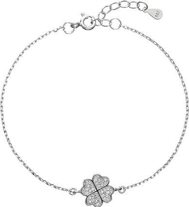 Produktbild Evolution Group Silver bracelet with zircons Four-leaf clover for good luck 13008.1 (L)