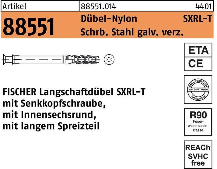 Produktbild Fischer Langschaftdübel R 88551 SXRL 10 x290 T Schraube Stahl galv. verz./Dübel-Nylon (50 Stk.)