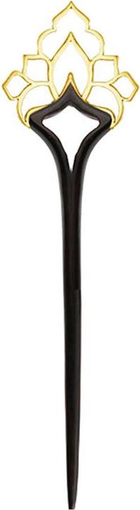 Star Piercing Haarnadel Mandala Flamme vergoldet aus Narra Holz