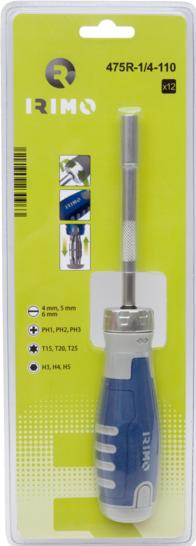 Actual product image Irimo Ratchet bit holder screwdriver with 12 bits (1/4")