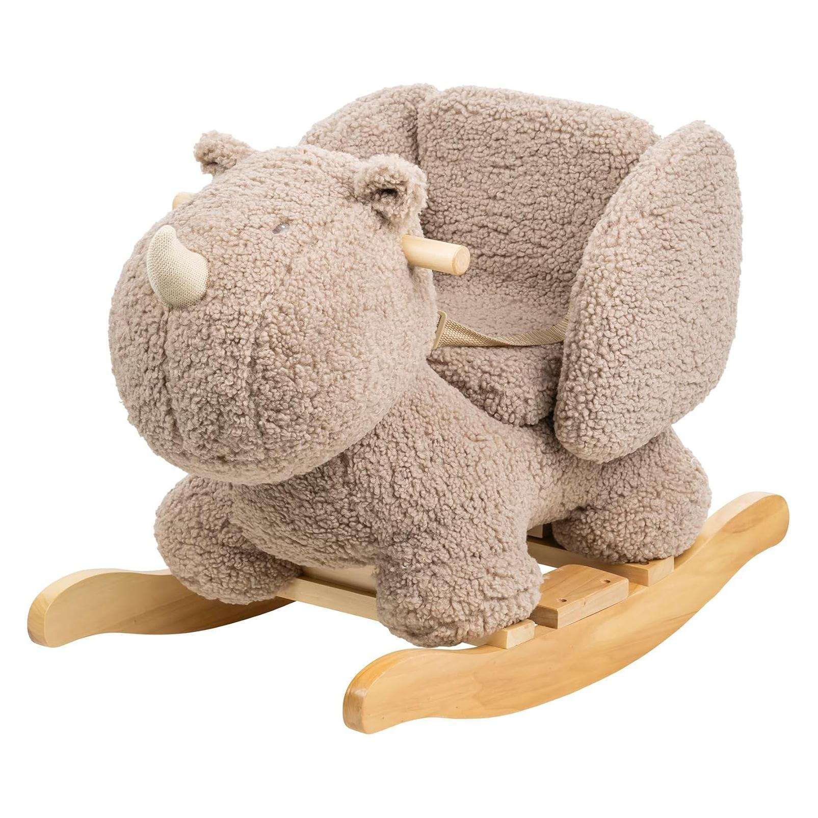 Nattou Zartes Schaukel-Nashorn Aus Teddy-Stoff Mit Sicherheitsgurt