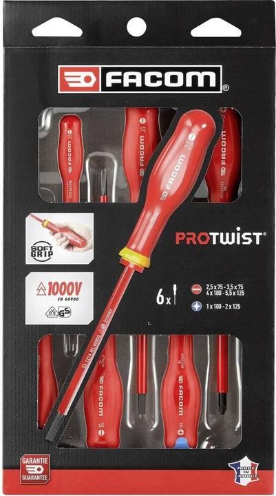 Produktbild Facom Elektriker Schraubendreher-Set 6teilig (Pozidriv-Kreuzschlitz (PZ))