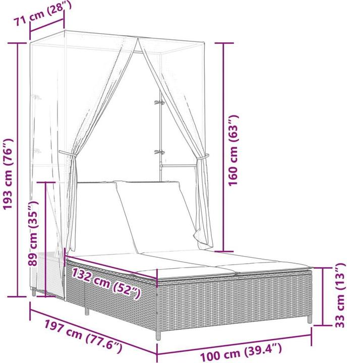 Immagine prodotto vidaXL Doppel-Sonnenliege (197 cm)