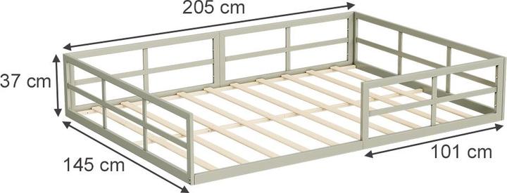 Produktbild VitaliSpa Bodenbett aus Metall Minno, Greige, 205 x 145 cm ohne Matratze (140 x 200 cm)