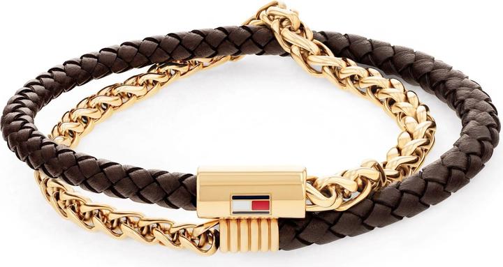 Immagine prodotto Tommy Hilfiger Bracciale doppio in pelle e acciaio placcato oro 2790563 (Pelle e placcato oro)