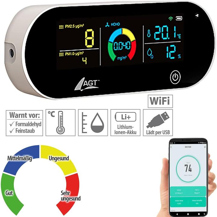 Produktbild AGT 5in1-Akku-Luftqualitätsmesser