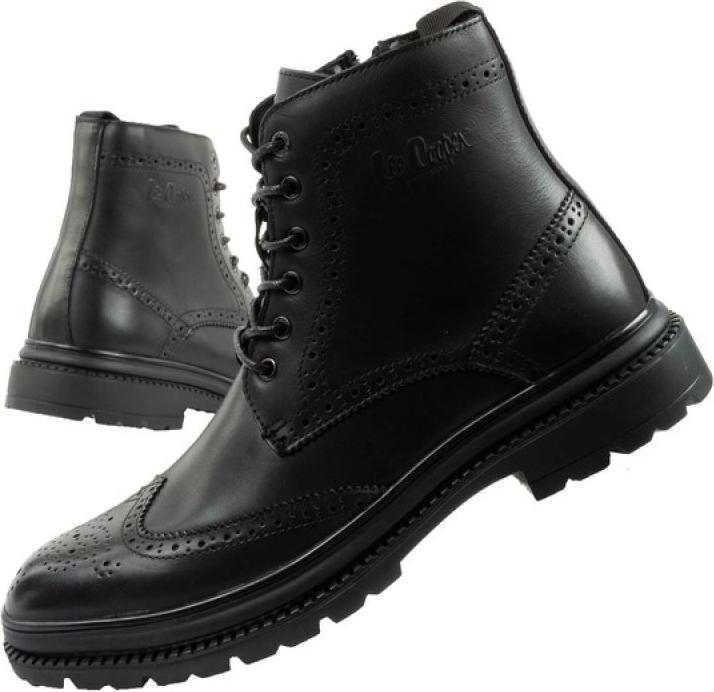 Lee Cooper Herrenschuhe, elegante schwarze Chelsea-Boots aus Leder