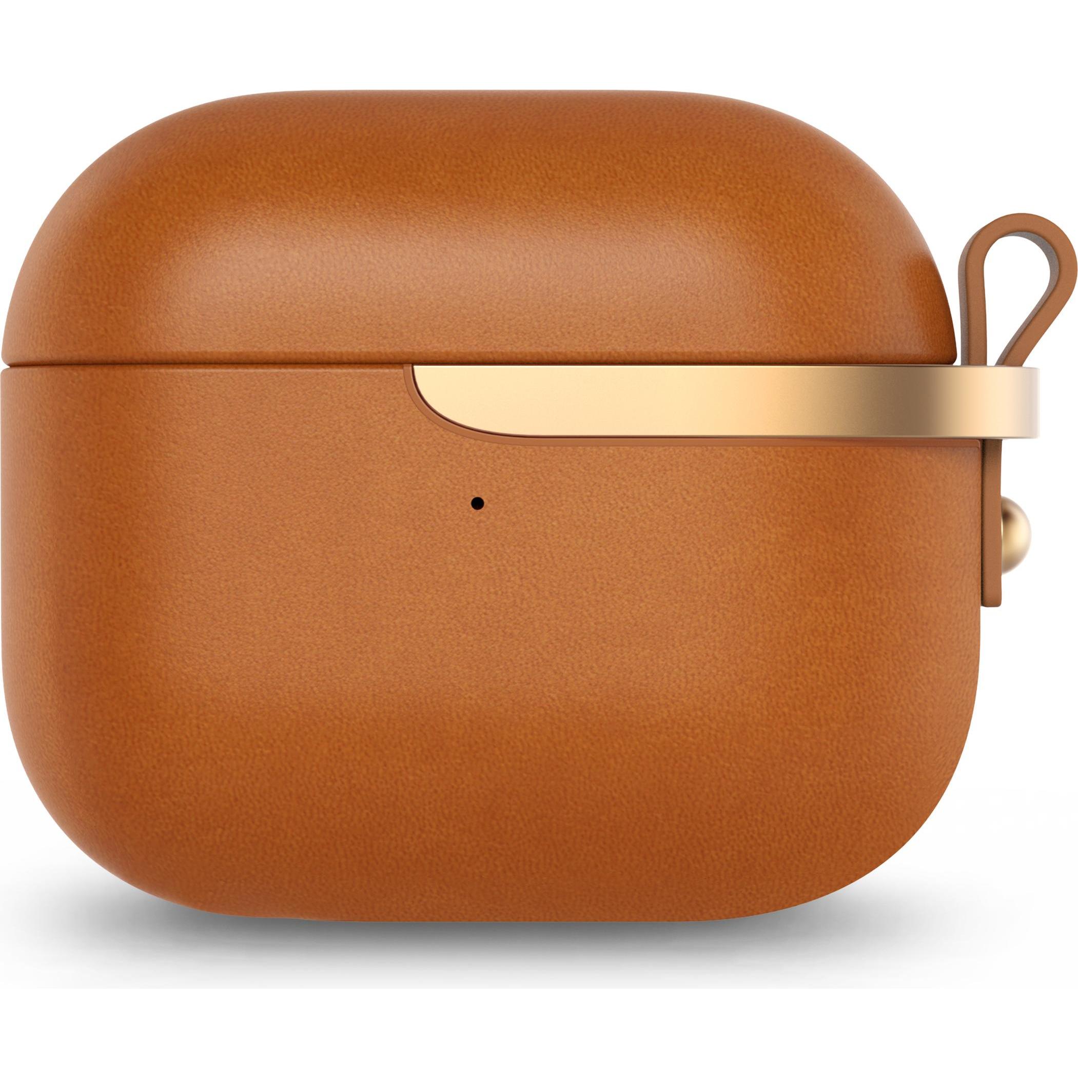 Moshi Pebbo Luxe Schutzhülle für Airpods 3 - Leder - Karamellbraun (Kopfhörer Tasche), Kopfhörertasche + Schutzhülle, Br...