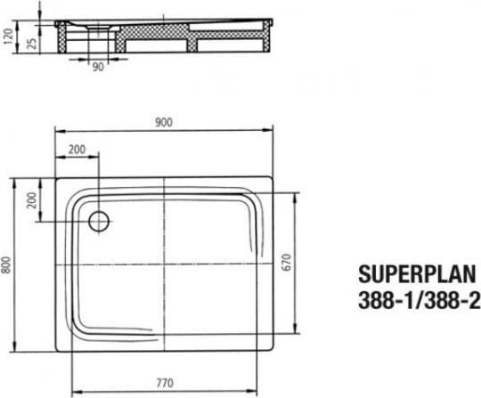 Image du produit Kaldewei Superplan 388-2 80x90cm avec support en polystyrène