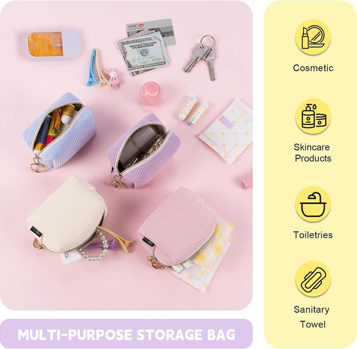 Produktbild Only-Bags.Store 3-teilige Kosmetiktasche Kleine Kosmetiktasche Verdickte Cord-Kosmetiktasche