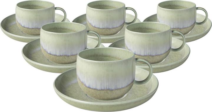 Like. by Villeroy & Boch Perlemor Alga Kaffeetassen mit Untertassen (190 ml, 6x)
