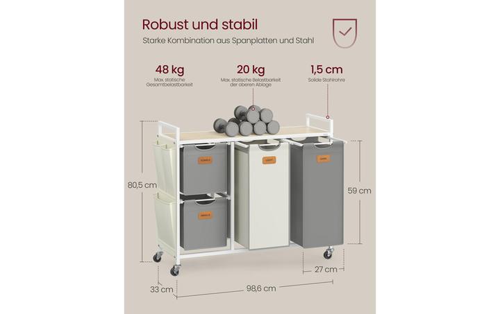 Produktbild Vasagle Wäschekorb mit 4 Körben (150 l)