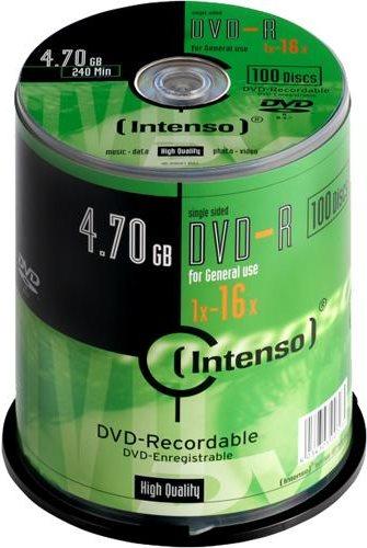 Image du produit Intenso 1x100 DVD-R 4,7GB 16x Speed, Cakebox (100 x)