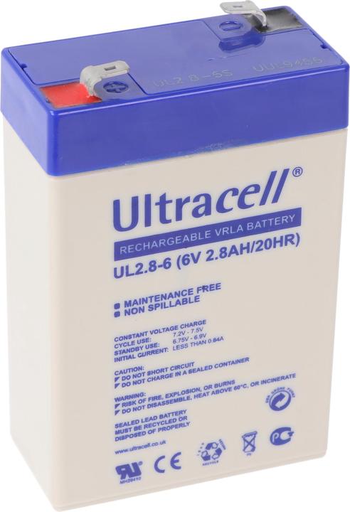 Image du produit Ultracell UL2.8-6 6V 2,8Ah Bleiakku AGM Blei Gel Akku (6 V, 2.80 Ah)