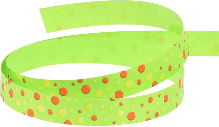 Produktbild Viana Kräuselband Geschenkband grün mit Punkten für Dekorationen