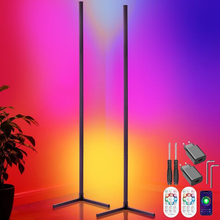 tectake LED-Stehlampe Spectra, 16 Millionen Farben, 200+ Lichtmodi