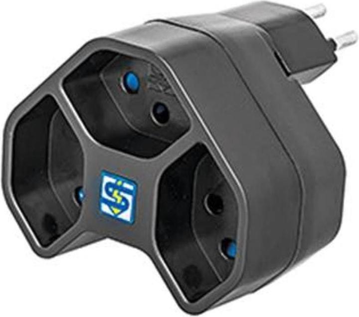 Steffen Mehrfachadapter MANTA, 3xT13, drehbar 320°, schwarz (Typ 13, 3 x)