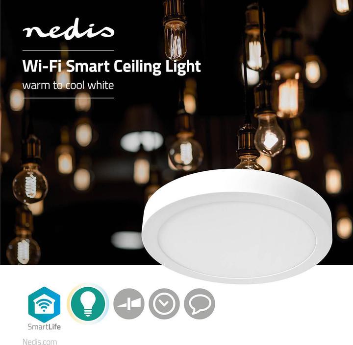 Image du produit Nedis SmartLife Plafonnier | Wi-Fi | Blanc froid / Blanc chaud | Rond | Diamètre : 300 mm | 1200 lm (1200 lm)
