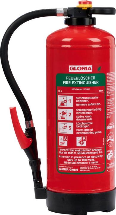 Produktbild Gloria Schaumfeuerlöscher 9 l Aufladegerät Brandklasse A 43 A 183 B mit Wandhalter (A, B)