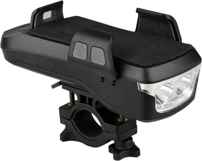 Produktbild AM Scheinwerfer Akku LED Fahrradlicht - Handyhalter - Powerbank - Hupe
