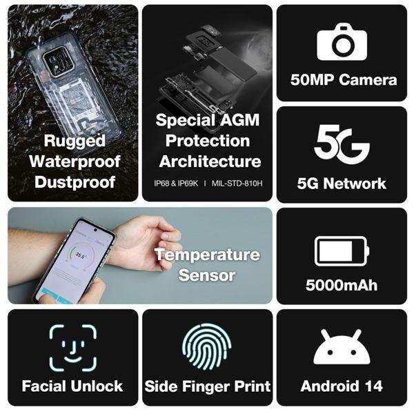 Produktbild AGM X6 Phantom 5G 8/128, tr (128 GB, Phantom, 6.78", Dual SIM, 5G)