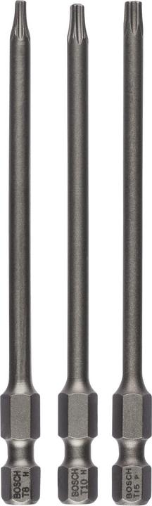 Produktbild Bosch Professional Zubehör Schrauberbit-Set Extra-Hart, 3-teilig, T8, T10, T15, 89 mm (Innensechsrund TX)