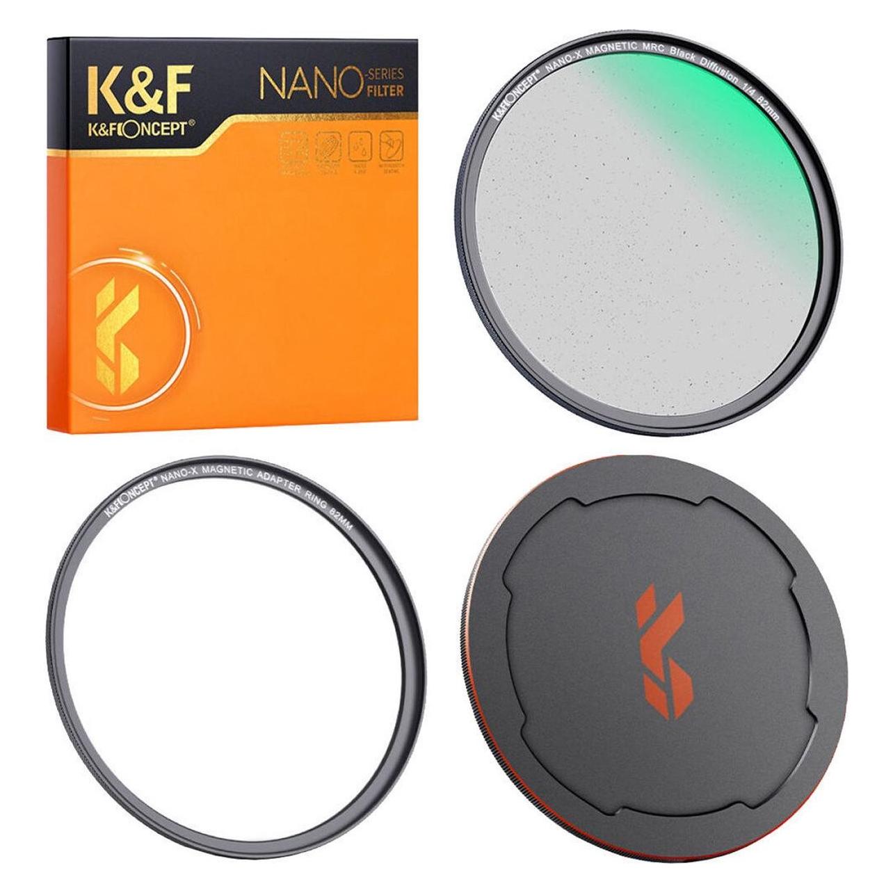K&F Concept Magnetic 1/4 Black Mist Filter Nano X - 77mm (77 mm, Black Mist Filter), Objektivfilter, Schwarz