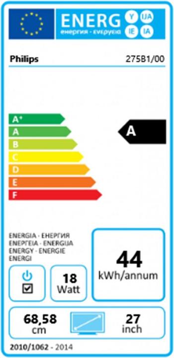 Etichetta energetica Philips 275B1/00 (2560 x 1440 pixel, 27")