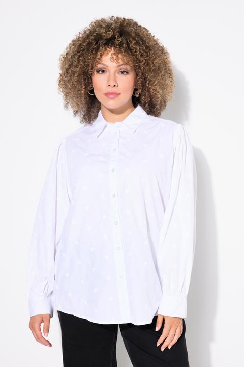 Immagine prodotto Ulla Popken Camicia, ricamo cuore, linea ad A, collo a camicia, manica lunga (42, 44)