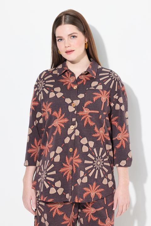 Produktbild Ulla Popken Sweatjacke, Hemdkragen, 3/4-Glockenärmel (56)
