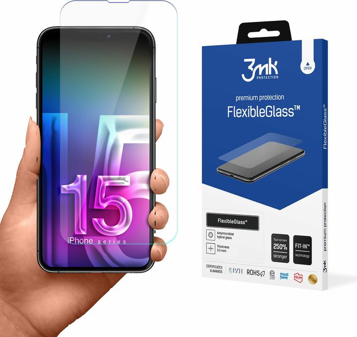 Produktbild 3MK Hybridglas FlexibleGlass für iPhone 15 Plus 6,7" (1 Stk., Apple iPhone 15 Plus)