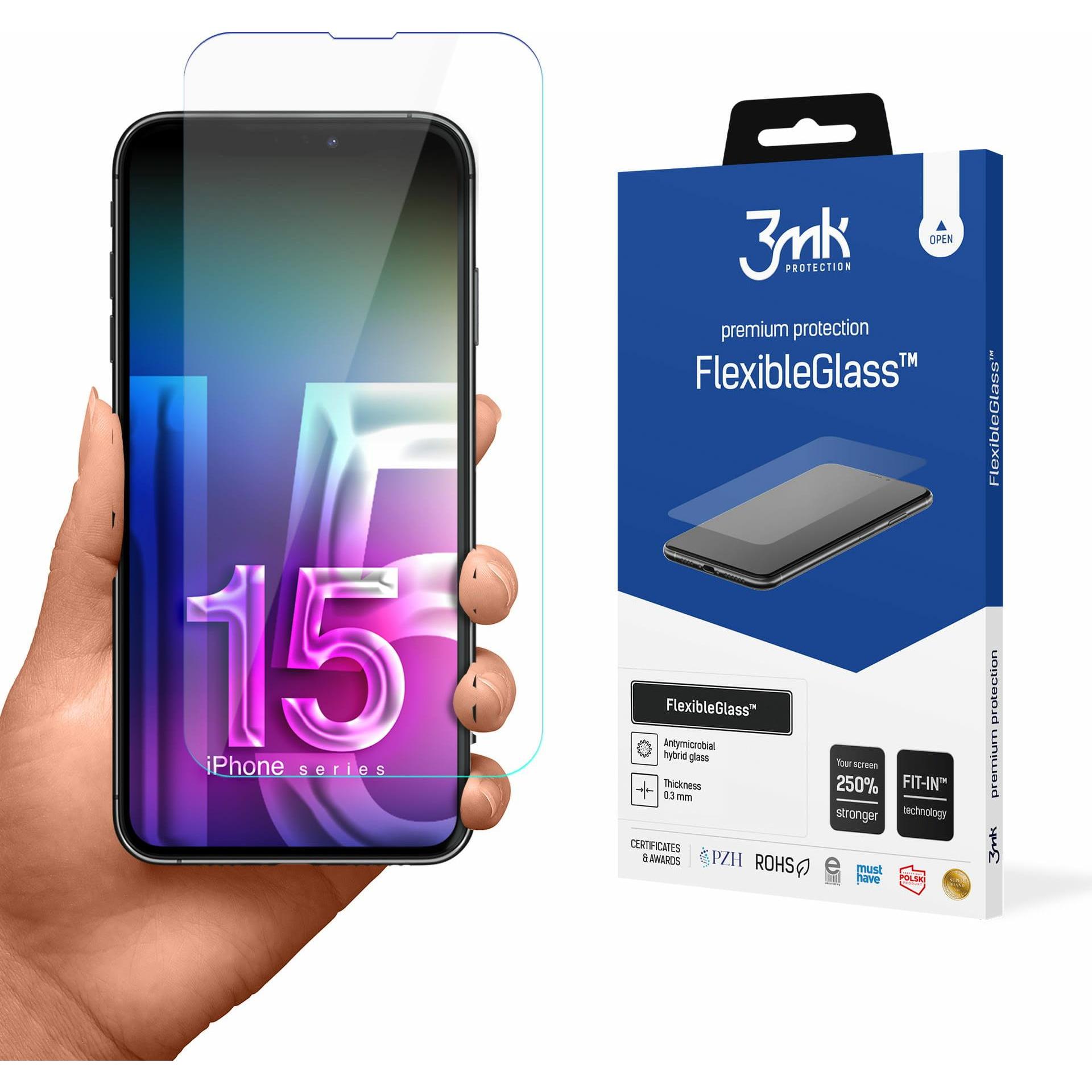 Thumbnail - 3MK Hybridglas FlexibleGlass für iPhone 15 Plus 6,7" (1 Stück, Apple iPhone 15 Plus), Smartphone Schutzfolie, Transparen...