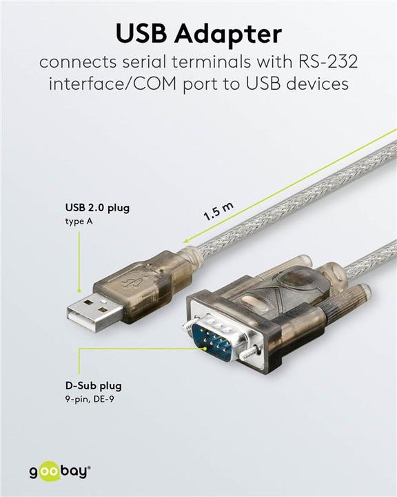 Actual product image Goobay USB serial RS232 converter (1.50 m)