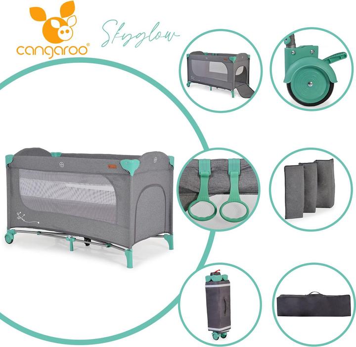 Actual product image Cangaroo Travel cot Skyglow 2 levels