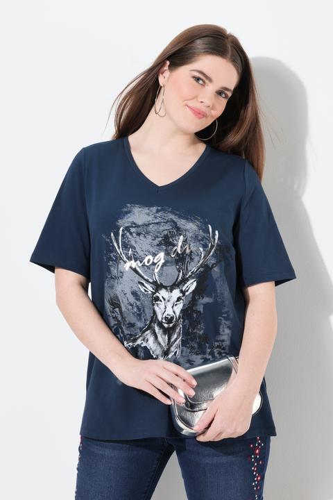 Produktbild Ulla Popken T-Shirt, Trachtenmotiv, Classic, V-Ausschnitt, Halbarm (46, 48)