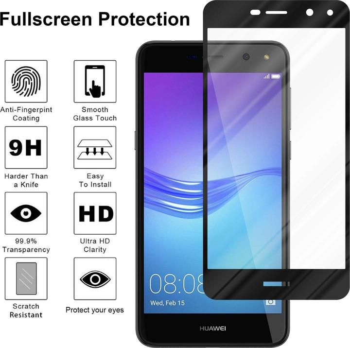 Produktbild Cadorabo Vollbild Displayschutzglas (1 Stück, Huawei Y6 (2017), Huawei Y5 (2017))