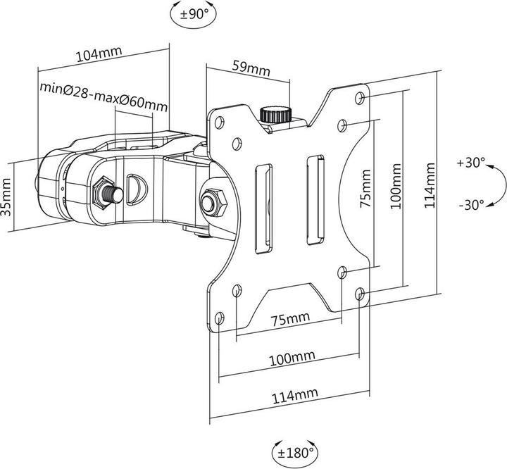 Produktbild Maclean MC-983 Pfostenhalterung für Bildschirme 17-32' Monitorhalterung bis 8kg Pfosten-/Rohrdurch (32.01", 8 kg)