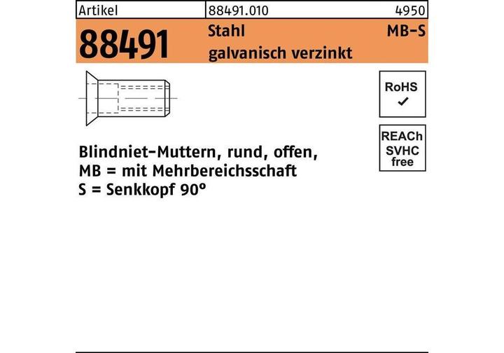 Image du produit Écrou à river R 88491 Senkkopf