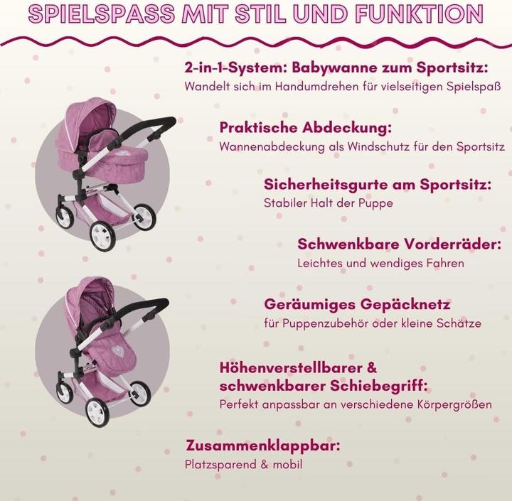 Actual product image Bayer Chic 2000 2-in-1 Combi Doll Stroller Linus