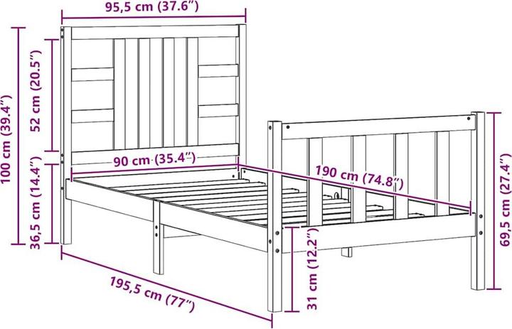 Produktbild vidaXL Temple (90 x 190 cm)