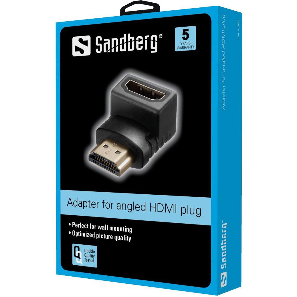 Thumbnail - Sandberg HDMI 1.4 angled adapter plug (HDMI, 150 cm), Data + Video Adapter, Schwarz