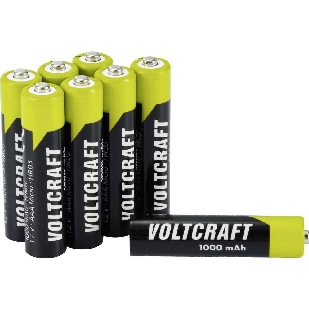 Voltcraft VC-16043045 Micro (AAA)-Akku NiMH 1000 mAh 1.2 V 8 St. (8 Stk., AAA, 1000 mAh), Batterien + Akkus
