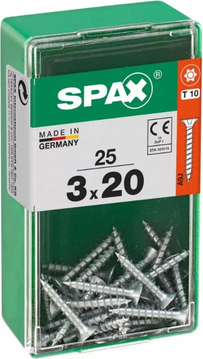 Produktbild Spax DIY Universal Senkkopf T-STAR plus VGW WIROX A9J 3x20 S 25 St. (25 Schrauben pro Stück)