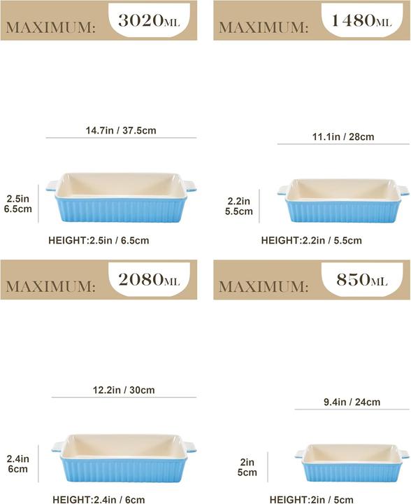 Produktbild Malacasa 4-teiliges Auflaufformen-Set