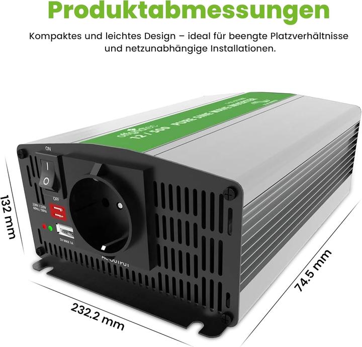 Image du produit Offgridtec ® PSI Convertisseur de tension sinusoïdale 500W 1000W 12V à 230V