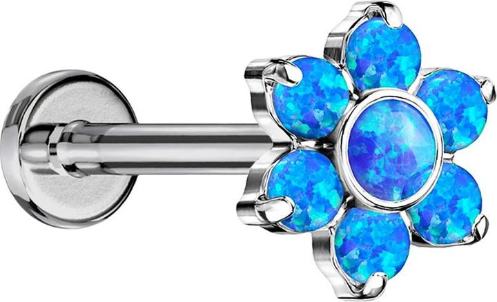 Immagine prodotto Star Piercing Micro Labret senza fili argento Flower Opals blu (senza ottone, Titanio)