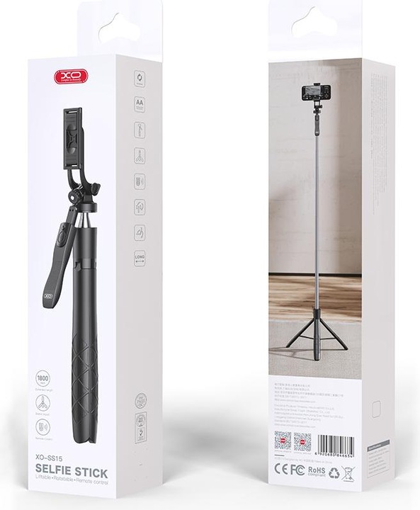 Produktbild xO Selfie-Stick Bluetooth-Stativ SS15 schwarz 180cm